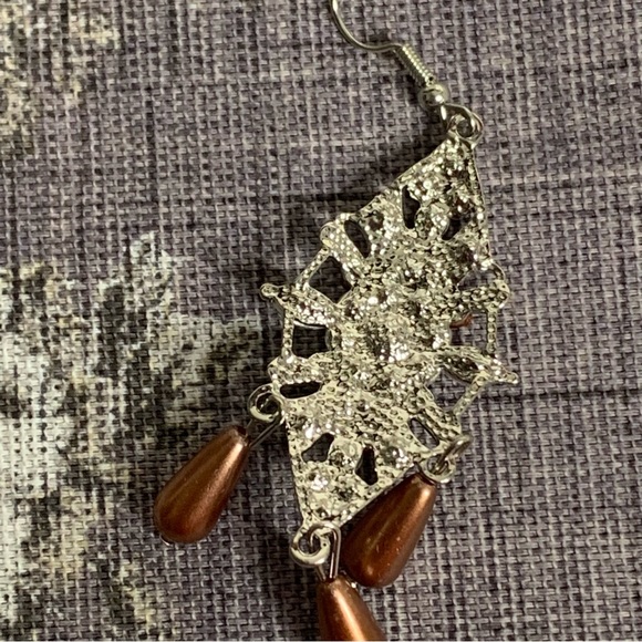 Costume Jewelry Pearl and Crystal Drop Boho Dress Earrings - Picture 6 of 11